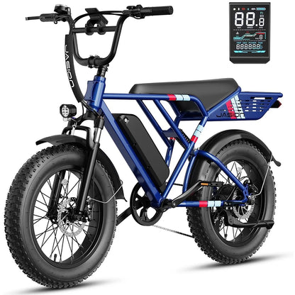 Retrovolt 750W Electric Bike for Adults, 20" Fat Tire Electric Mountain Bicycle, 48V 13Ah Removable Battery, Full Suspension All-Terrain Ebike, UL2849