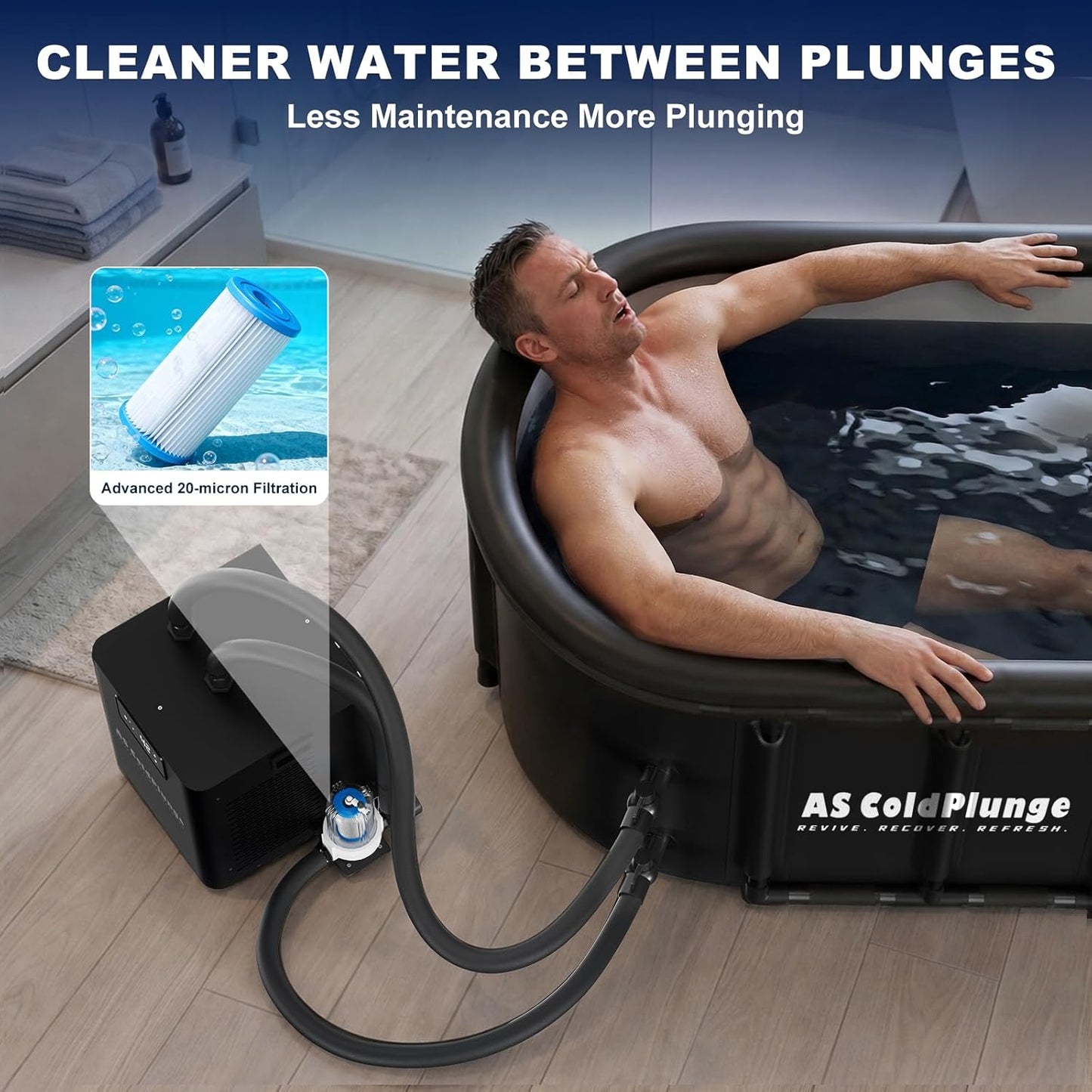 1/3 HP Ice Bath Chiller & 148 Gal Oval Cold Plunge Tub Kit | Cold Plunge Chiller with External Pump & Filter, XXL Upgraded Ice Pod, Cold Plunge Tub with Chiller for Cold Therapy Recovery