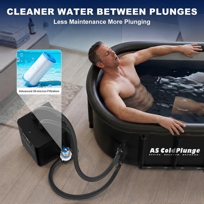 1/3 HP Ice Bath Chiller & 148 Gal Oval Cold Plunge Tub Kit | Cold Plunge Chiller with External Pump & Filter, XXL Upgraded Ice Pod, Cold Plunge Tub with Chiller for Cold Therapy Recovery