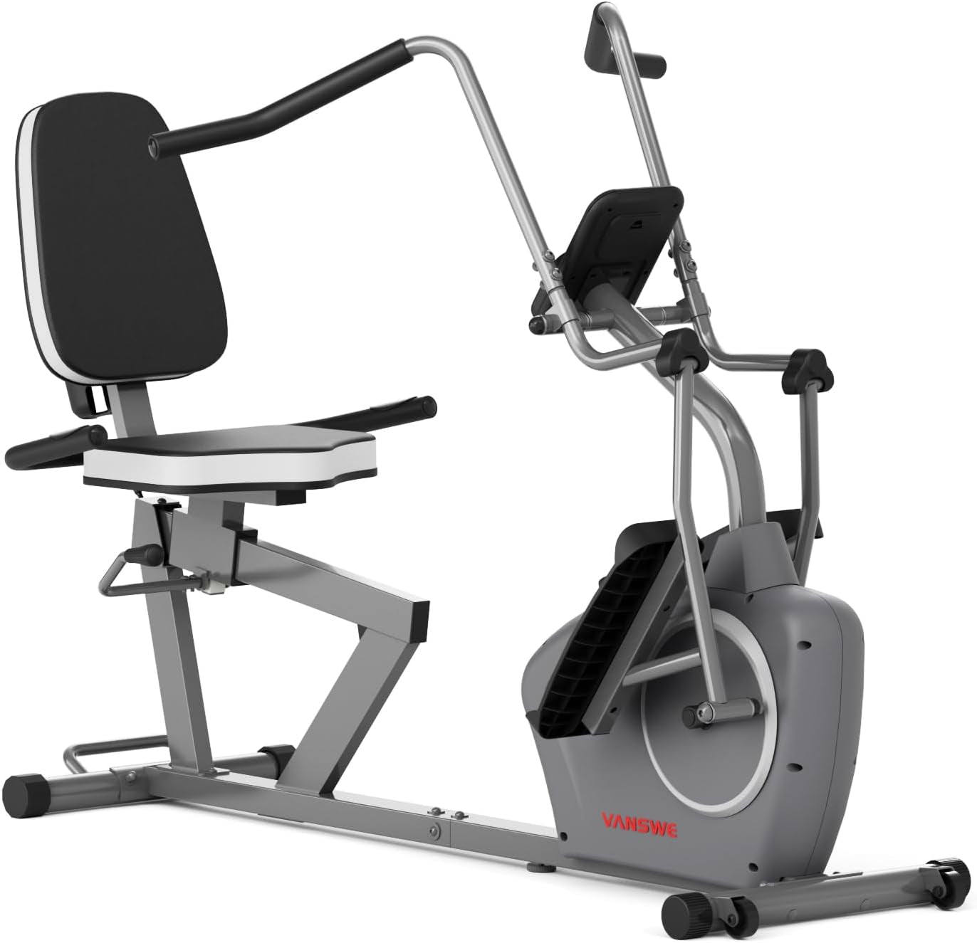Recumbent Elliptical Cross Trainer with Arms for Full Body Workout | Fit 5’2”-6’5”, 450 LBS Weight Capacity, for Seniors & Rehab, Bluetooth App Connectivity, Back-Lit LED Display, Easy on & Off