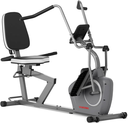 Recumbent Elliptical Cross Trainer with Arms for Full Body Workout | Fit 5’2”-6’5”, 450 LBS Weight Capacity, for Seniors & Rehab, Bluetooth App Connectivity, Back-Lit LED Display, Easy on & Off