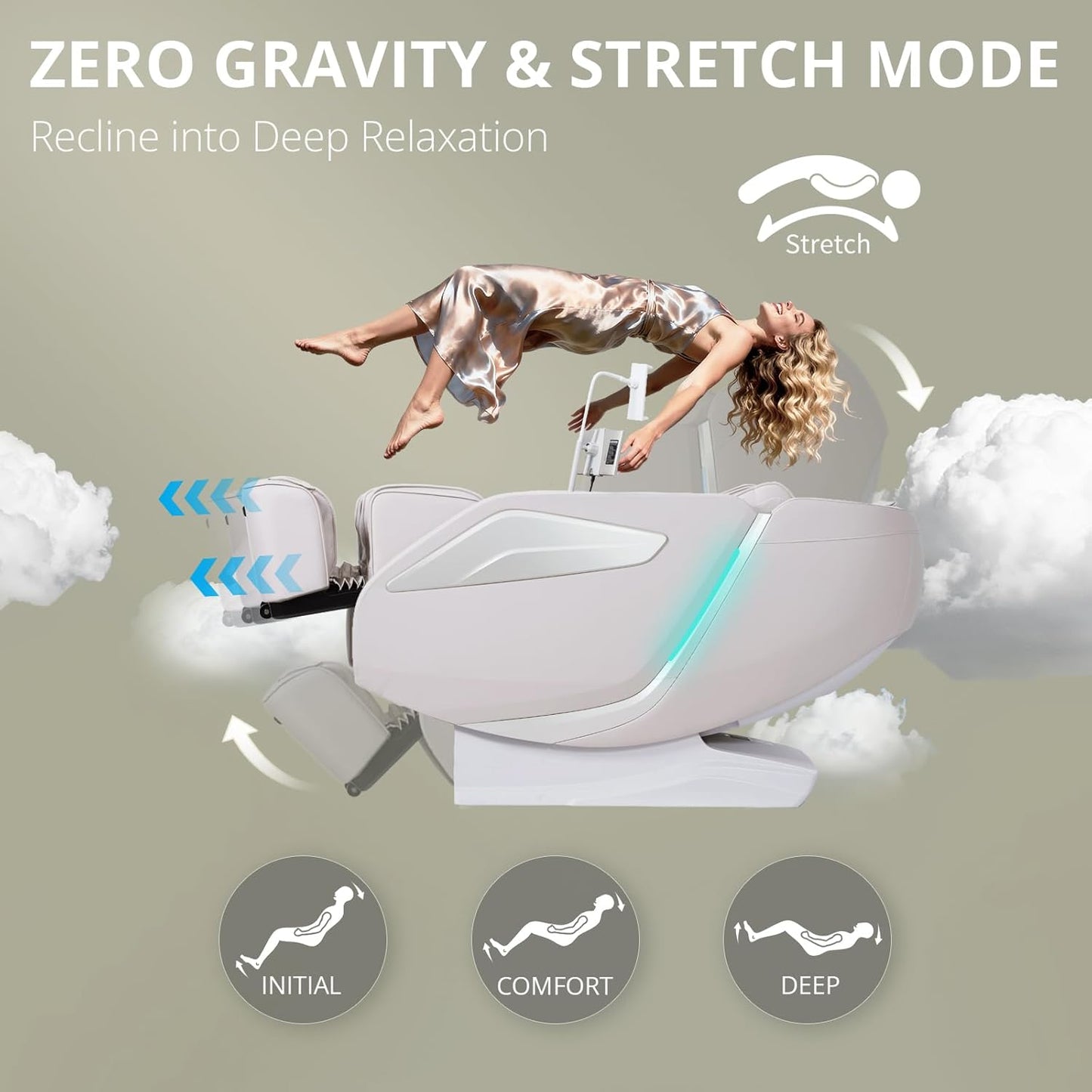 4D Massage Chair Full Body Zero Gravity Sl-Track Body Scan & Stretch, Beige | 40 Airbags, Heat & Zero Gravity Recliner - Shiatsu, Knead, Foot Rollers, Voice & App Control, 15 Auto Modes & 9 Techniques