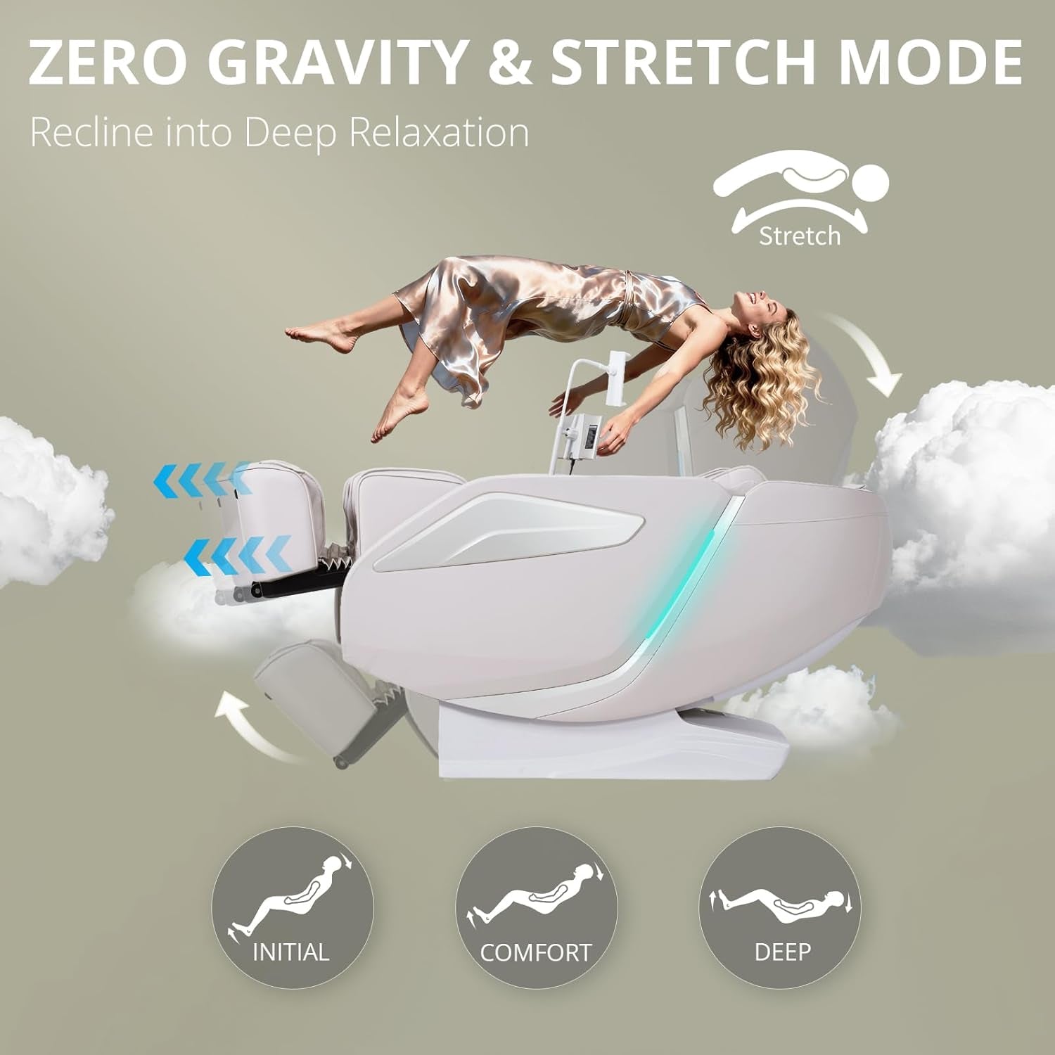 4D Massage Chair Full Body Zero Gravity Sl-Track Body Scan & Stretch, Beige | 40 Airbags, Heat & Zero Gravity Recliner - Shiatsu, Knead, Foot Rollers, Voice & App Control, 15 Auto Modes & 9 Techniques