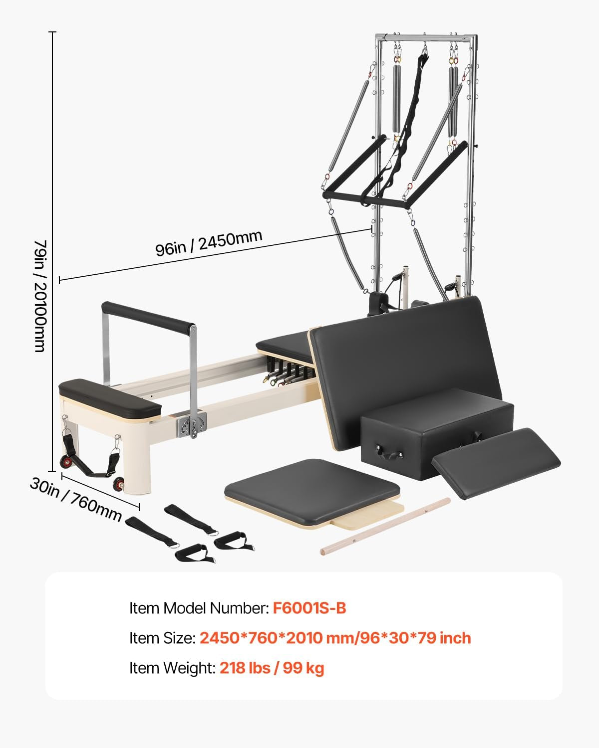 Pilates Reformer Foldable, Suitable for Intermediate and Beginners Users, Pilates Equipment for Home Gym Studio Use with 4 Adjustable Resistance Spring, up to 400 LBS