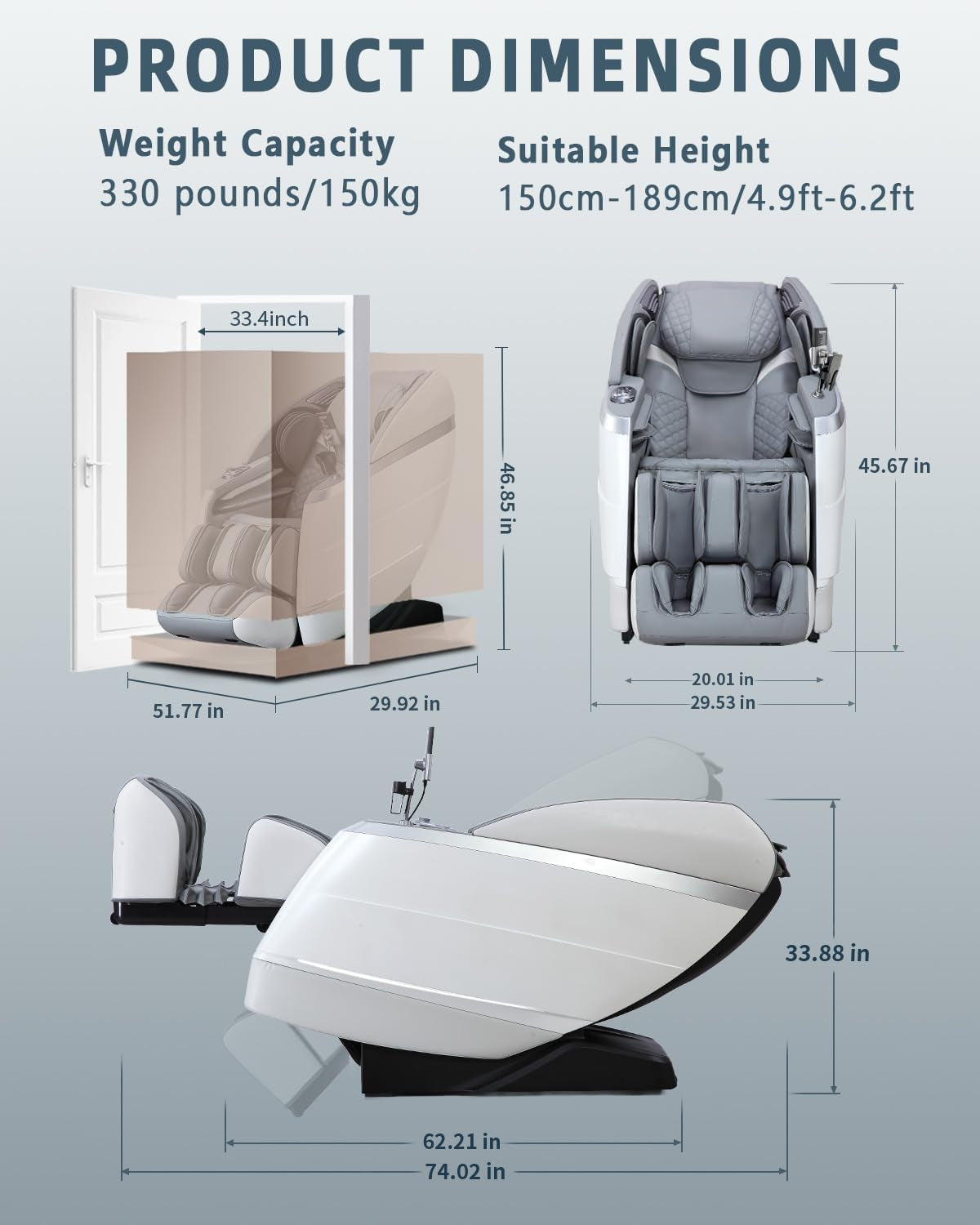 4D Massage Chair Full Body Zero Gravity Recliner,36 Airbags | Flexible 166° Sl-Track with Yoga Stretch,18 Massage Modes,Calf & Foot Roller,Body Scan,Heating,Reading Light,Ai Control,Grey