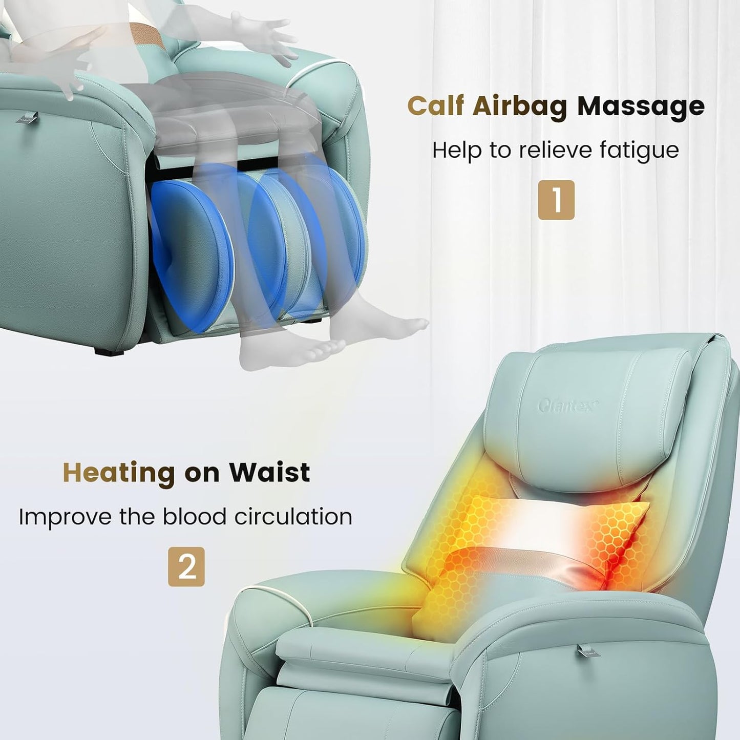 Massage Chair, Full Body Zero Gravity Massage Recliner with SL Track, Waist Heater, Calf Airbag, Automatic Shoulder Detection, Remote Control, Wheels, Pillow, Installation Free (Green)