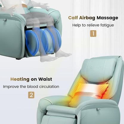 Massage Chair, Full Body Zero Gravity Massage Recliner with SL Track, Waist Heater, Calf Airbag, Automatic Shoulder Detection, Remote Control, Wheels, Pillow, Installation Free (Green)