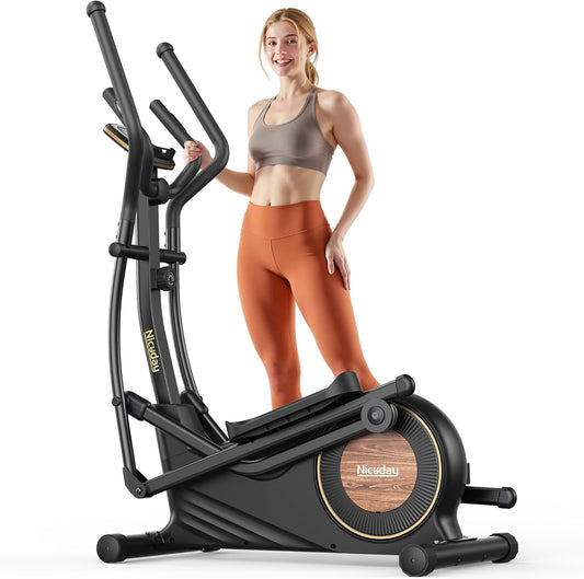 Elliptical Exercise Machine, Elliptical Machine for Home, Magnetic Elliptical Trainer with 15.5IN-19IN Stride, 16 Resistance Levels, 400LBS Loading Capacity, Support Kinomap APP