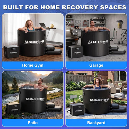 1/3 HP Ice Bath Chiller & 120 Gal Cold Plunge Tub Kit | Built-In Pump & Filter, 42°F Cooling, XL Insulated Ice Pod Pro with Step Stool, Cold Plunge Tub with Chiller for Cold Therapy