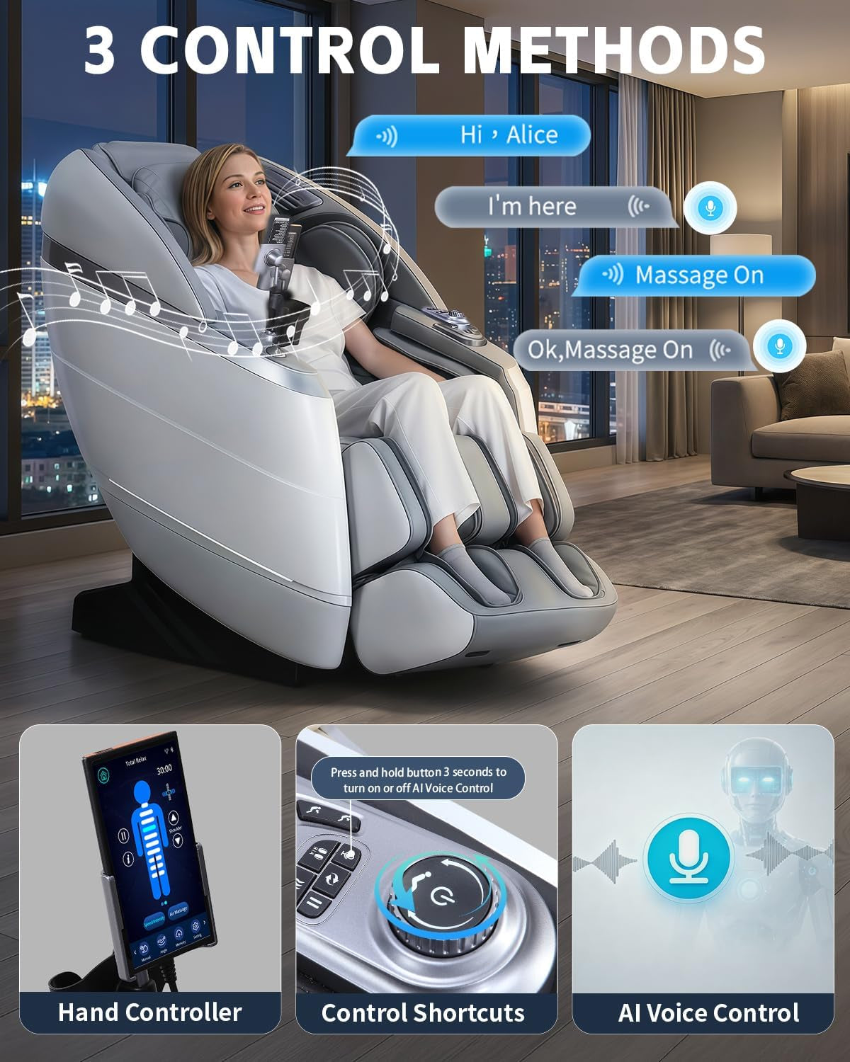 4D Massage Chair Full Body Zero Gravity Recliner,36 Airbags | Flexible 166° Sl-Track with Yoga Stretch,18 Massage Modes,Calf & Foot Roller,Body Scan,Heating,Reading Light,Ai Control,Grey