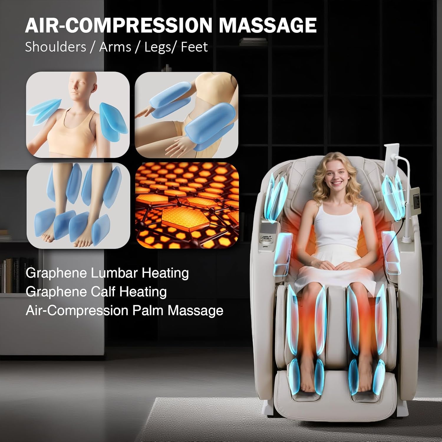 4D Massage Chair Full Body Zero Gravity Sl-Track Body Scan & Stretch, Beige | 40 Airbags, Heat & Zero Gravity Recliner - Shiatsu, Knead, Foot Rollers, Voice & App Control, 15 Auto Modes & 9 Techniques