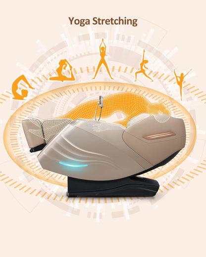 Massage Chair Full Body with Body Scan, Zero Gravity, Sl-Track, Cream | 20 Modes Shiatsu Massage Chair Built-In Heat System, Airbag Massage with Deep Yoga Stretch, Calfrest Extension and AI Control