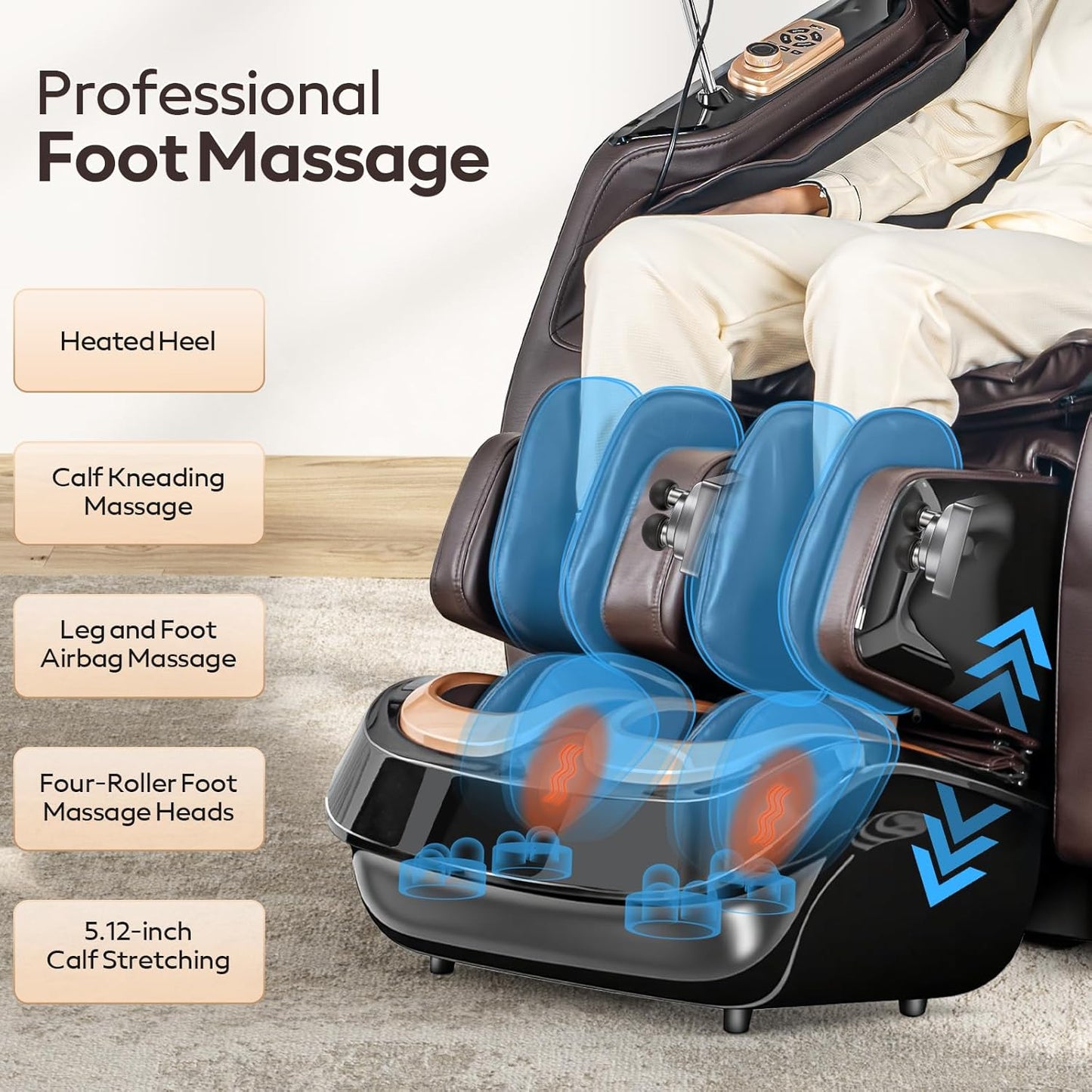 4D Massage Chairs Full Body,Zero Gravity Sl-Track Shiatsu Massage Chair Recliner,Core Heating,20 Massage Techniques,Deep Yoga Stretch,Foot Rollers, Ai Voice,Touch Screen,Wireless Charging