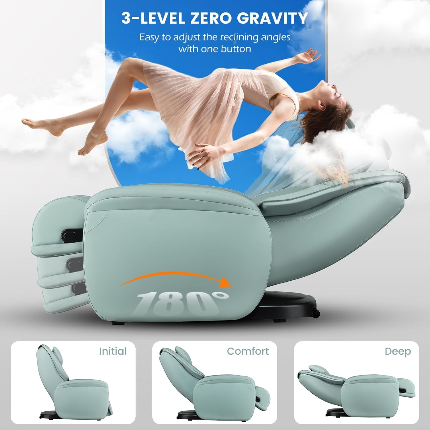 Massage Chair, Full Body Zero Gravity Massage Recliner with SL Track, Waist Heater, Calf Airbag, Automatic Shoulder Detection, Remote Control, Wheels, Pillow, Installation Free (Green)