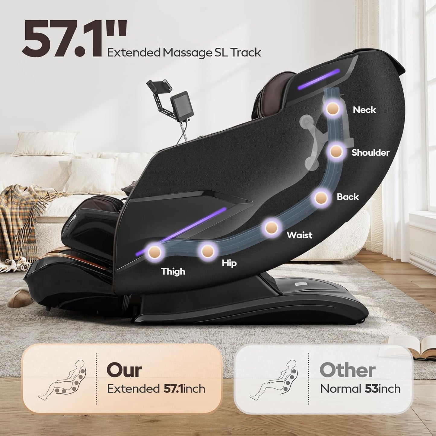 4D Massage Chairs Full Body,Zero Gravity Sl-Track Shiatsu Massage Chair Recliner,Core Heating,20 Massage Techniques,Deep Yoga Stretch,Foot Rollers, Ai Voice,Touch Screen,Wireless Charging