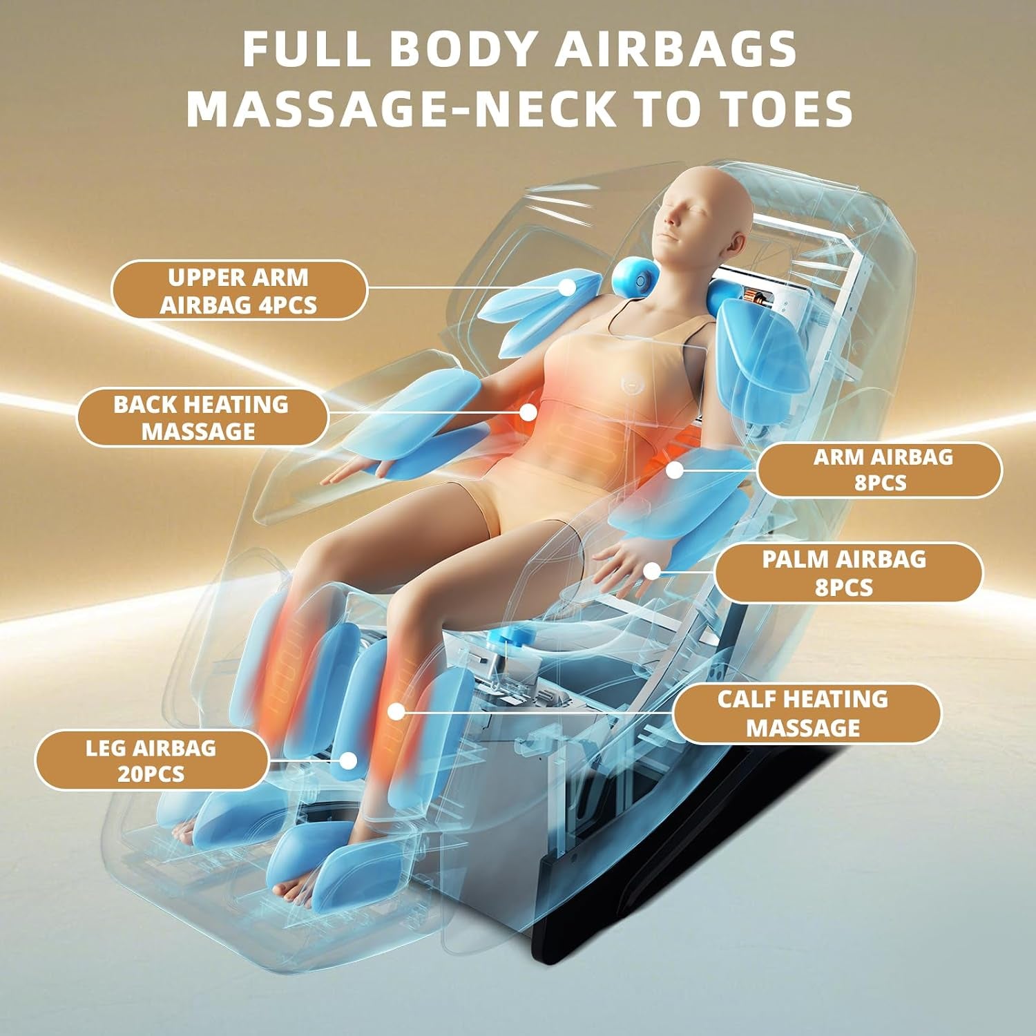 4D Massage Chair Full Body Zero Gravity Recliner,55“ Sl-Track Massage Chair | 15 Auto Modes,11 Technique,40 Airbags Massage,With Yoga Stretch,App Control,Shiatsu Foot Massage,With Body Scan