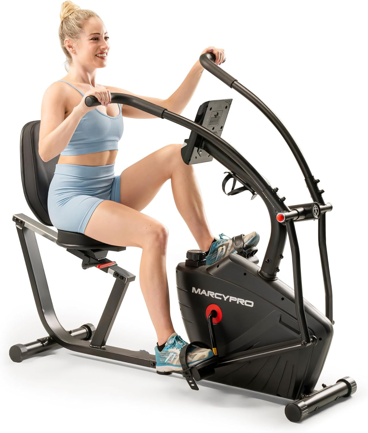 Dual Action Cross Training Recumbent Exercise Bike with Arm Exercisers, Gym Equipment for Work from Home Fitness, Black JX-7301