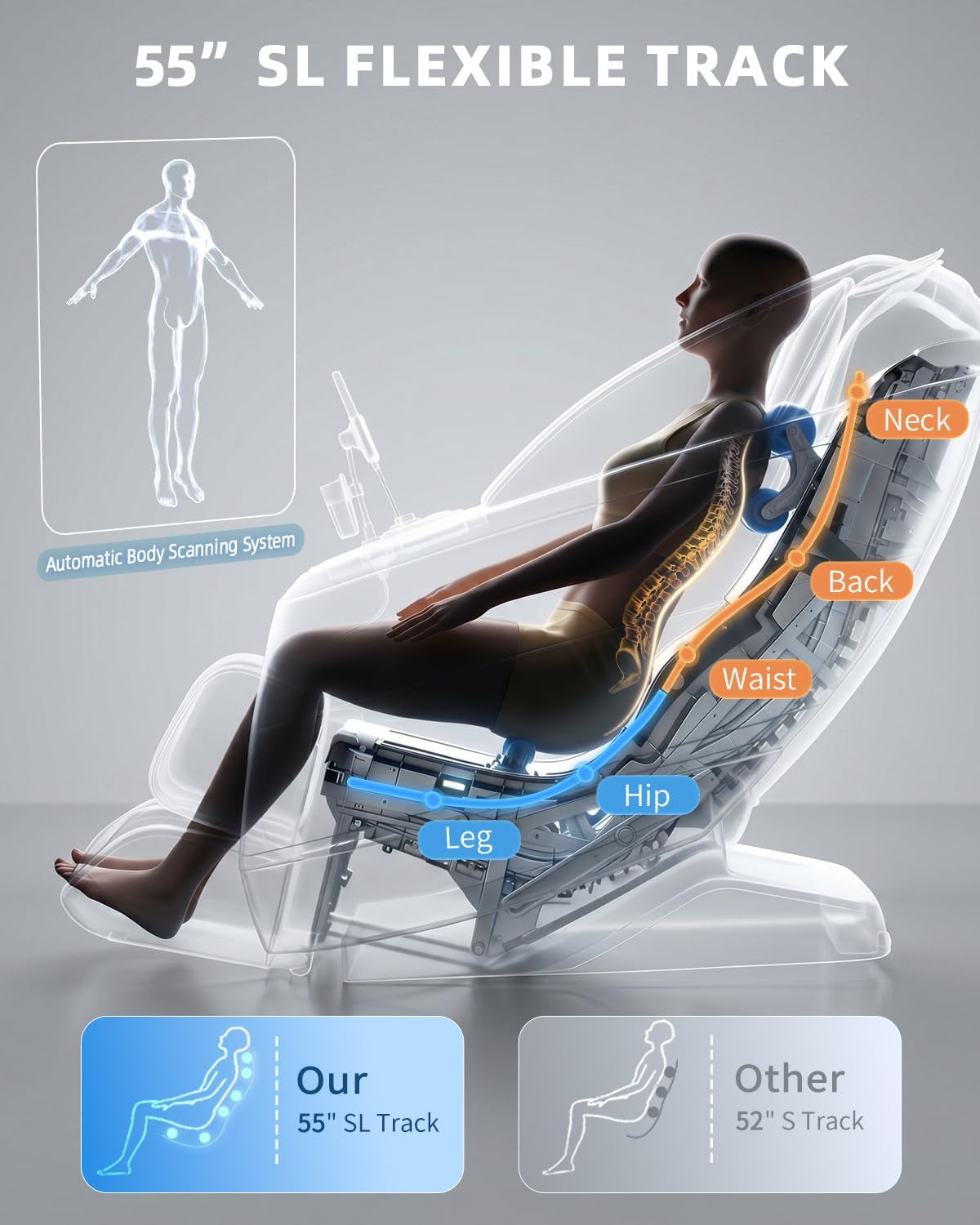 4D Massage Chair Full Body Zero Gravity Recliner,36 Airbags | Flexible 166° Sl-Track with Yoga Stretch,18 Massage Modes,Calf & Foot Roller,Body Scan,Heating,Reading Light,Ai Control,Grey