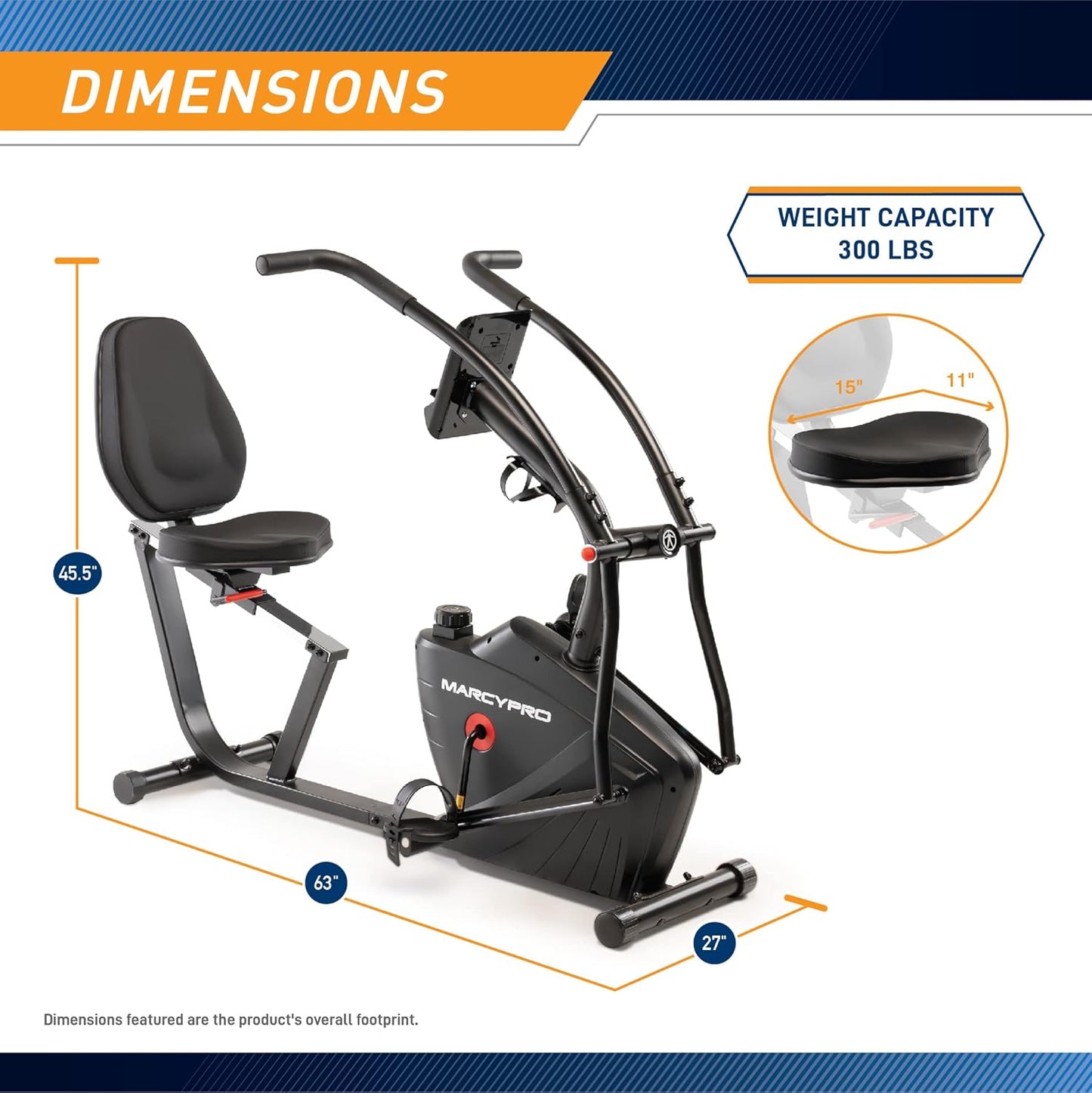Dual Action Cross Training Recumbent Exercise Bike with Arm Exercisers, Gym Equipment for Work from Home Fitness, Black JX-7301