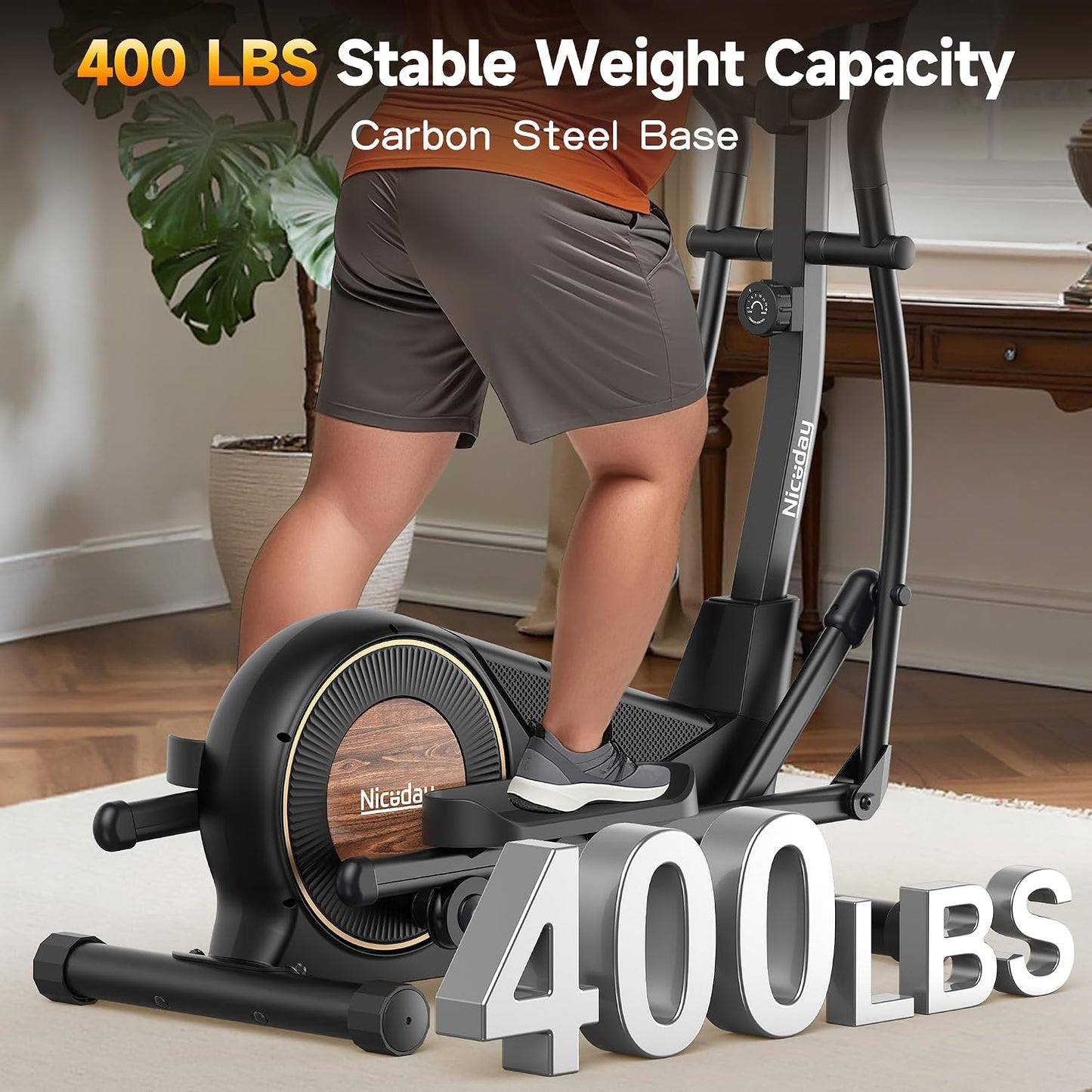 Elliptical Exercise Machine, Elliptical Machine for Home, Magnetic Elliptical Trainer with 15.5IN-19IN Stride, 16 Resistance Levels, 400LBS Loading Capacity, Support Kinomap APP
