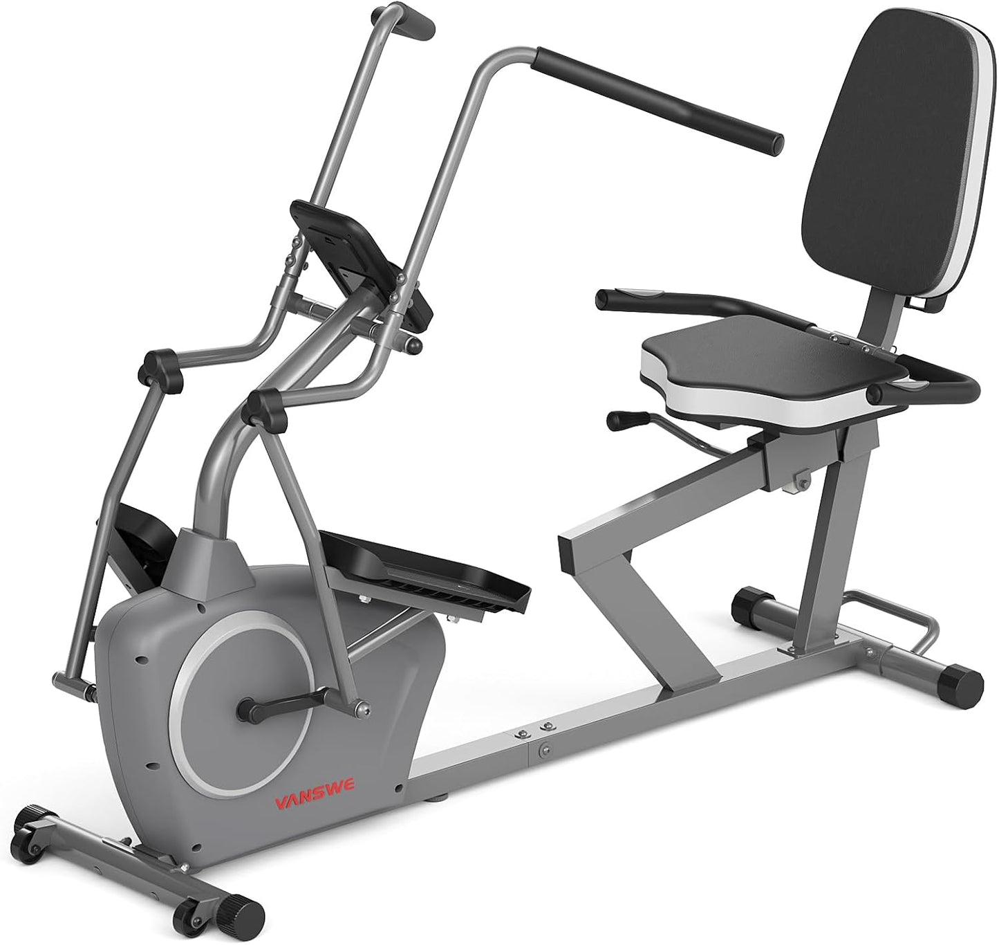 Recumbent Elliptical Cross Trainer with Arms for Full Body Workout | Fit 5’2”-6’5”, 450 LBS Weight Capacity, for Seniors & Rehab, Bluetooth App Connectivity, Back-Lit LED Display, Easy on & Off