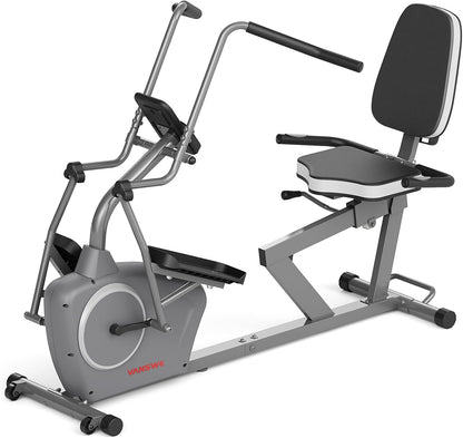 Recumbent Elliptical Cross Trainer with Arms for Full Body Workout | Fit 5’2”-6’5”, 450 LBS Weight Capacity, for Seniors & Rehab, Bluetooth App Connectivity, Back-Lit LED Display, Easy on & Off