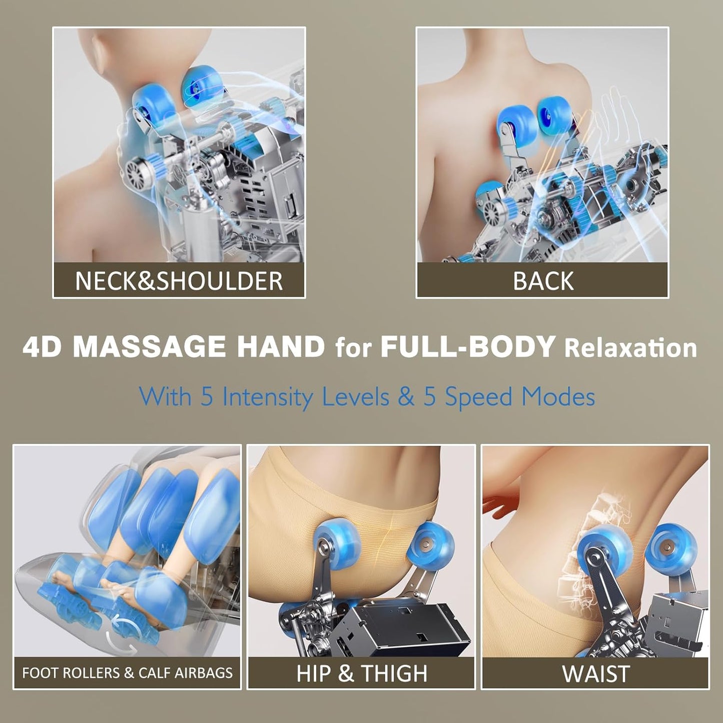4D Massage Chair Full Body Zero Gravity Sl-Track Body Scan & Stretch, Beige | 40 Airbags, Heat & Zero Gravity Recliner - Shiatsu, Knead, Foot Rollers, Voice & App Control, 15 Auto Modes & 9 Techniques