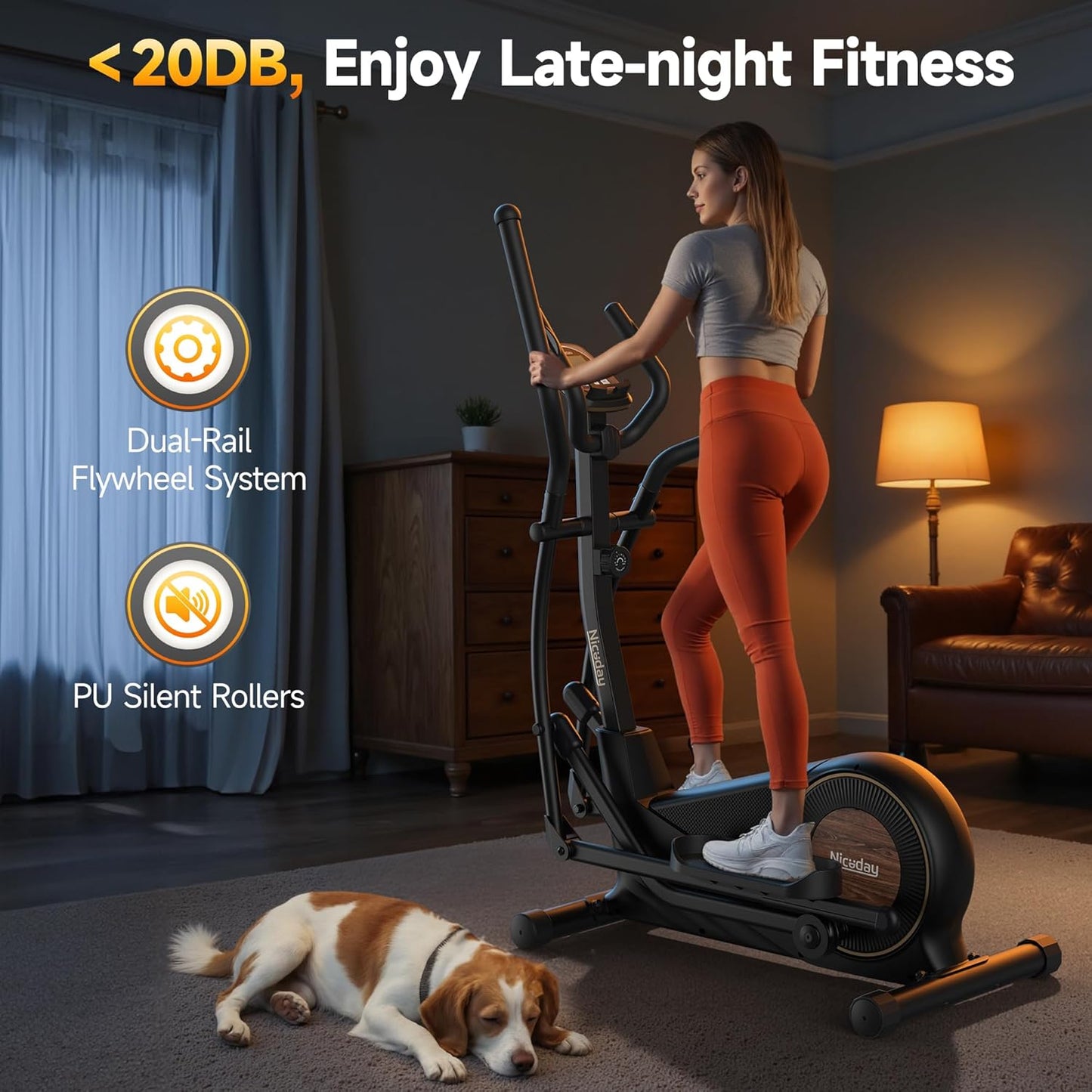 Elliptical Exercise Machine, Elliptical Machine for Home, Magnetic Elliptical Trainer with 15.5IN-19IN Stride, 16 Resistance Levels, 400LBS Loading Capacity, Support Kinomap APP