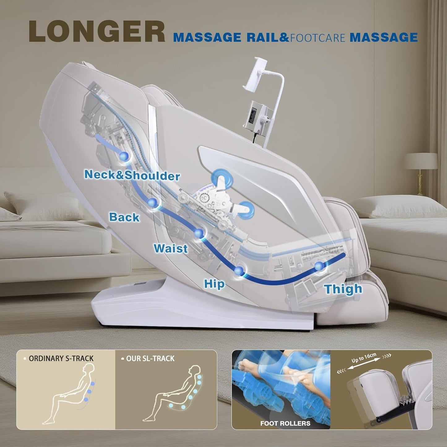 4D Massage Chair Full Body Zero Gravity Sl-Track Body Scan & Stretch, Beige | 40 Airbags, Heat & Zero Gravity Recliner - Shiatsu, Knead, Foot Rollers, Voice & App Control, 15 Auto Modes & 9 Techniques